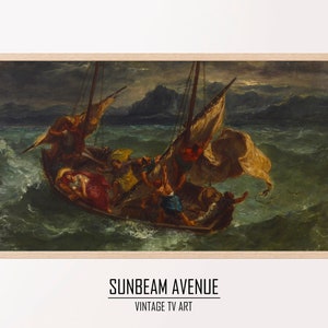 Samsung Frame TV Art | Chrystus na Morzu Galilejskim | Eugène Delacroix | Słynny artysta | Klasyczna sztuka piękna | LG TV art - 1097TVFA