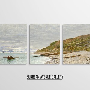 Set of 3 Claude Monet Painting | La Pointe De La Hève Sainte Adresse (1864) | Famous Monet Art | Three Pieces Wall Art - 1594PM