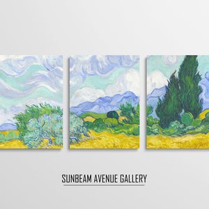 Set of 3 Vincent van Gogh Wall Decor | A Wheatfield With Cypresses | Famous Painting | Instant Download | Fine Art - 1314PVG