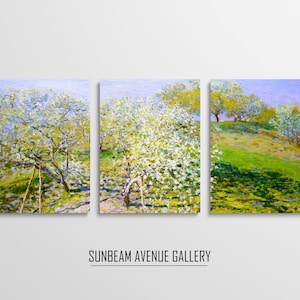 Set of 3 Claude Monet Painting | Apple Trees In Bloom 1873 | Famous Monet Art | Three Pieces Wall Art | Vintage Painting Poster - 1588PM