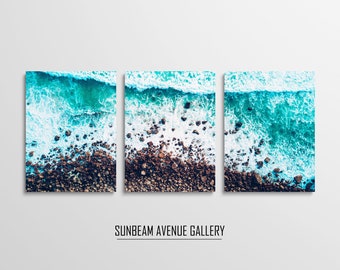 Set of 3 Beach Print Ocean Wall Art, Beach Wall Art Set of 3 Ocean Photography Ocean Print Coastal Wall Art, Waves Wall Decor, Sea - 1412P
