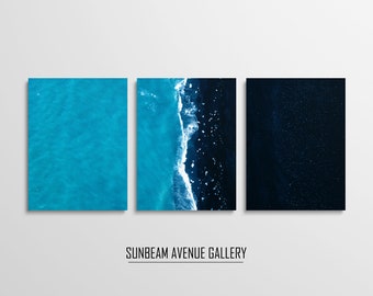 Set of 3 Beach Print Ocean Wall Art, Beach Wall Art Set of 3 Ocean Photography Ocean Print Coastal Wall Art, Waves Wall Decor, Sea - 1419P