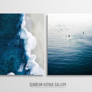 Set of 2 Abstract Ocean Printable wall art Set of 2, Beach print download, Minimalist coastal wall decor, Aerial Ocean Waves Print, - 1724PL