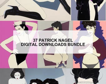 Set of 37 Patrick Nagel Print, High-Resolution Art Images, Digital Download, Printable Wall Art, Trendy Vintage Print - 2389PC
