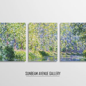 Set of 3 Claude Monet Painting | Bend In The Epte River Near Giverny | Famous Monet Art | Three Pieces Wall Art - 1589PM