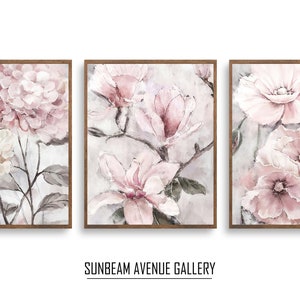 Set of 3 Peony Wall Art Set of 3 Prints, Pink Flower Prints 3 Piece ...