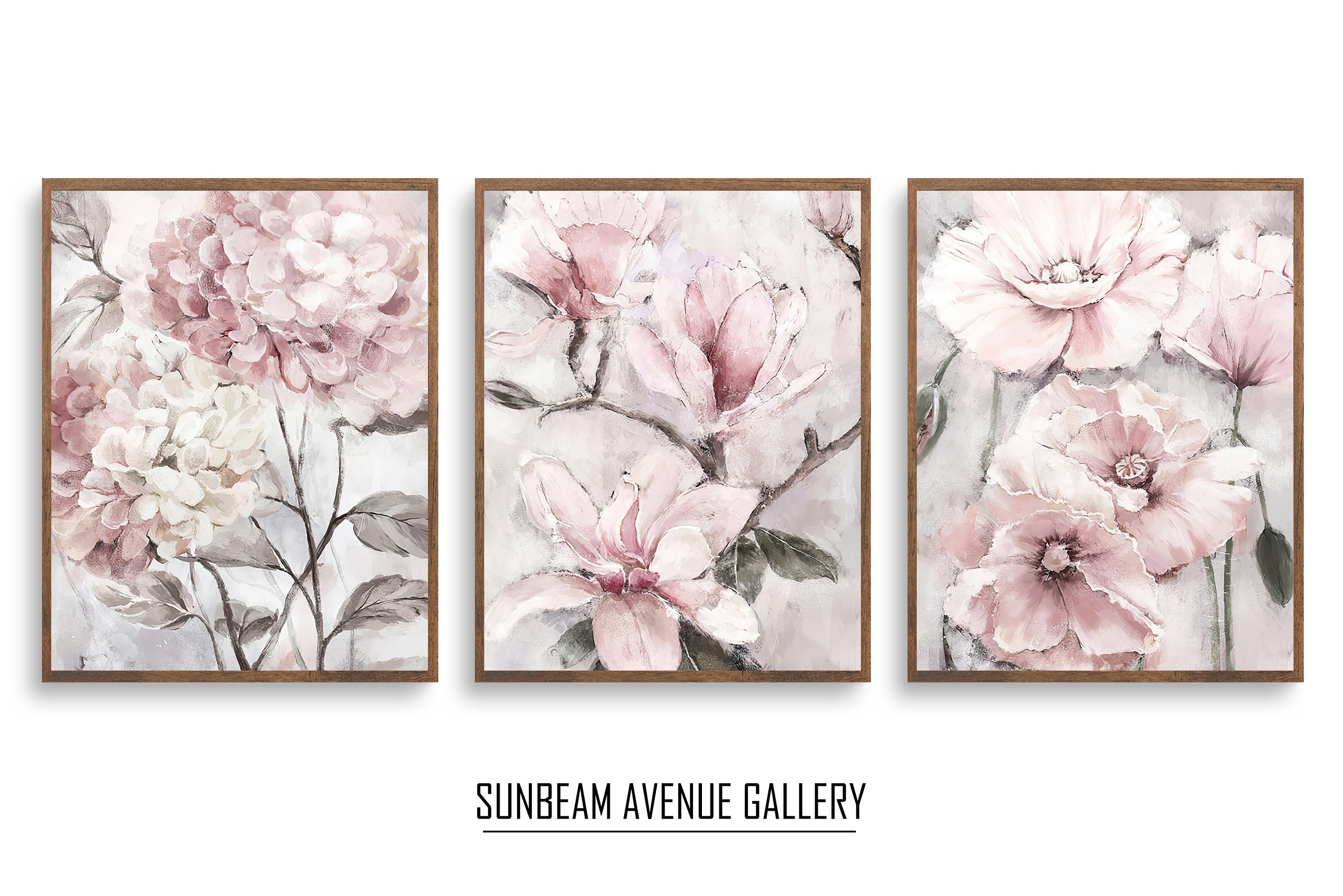 Set of 3 Peony Wall Art Set of 3 Prints, Pink Flower Prints 3 Piece ...