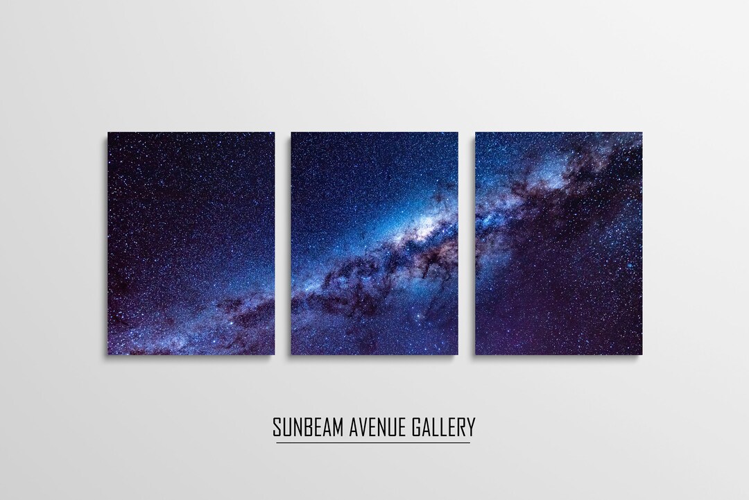 Set of 3 Stars at Night Landscape Printable Wall Art | Night Sky Print ...