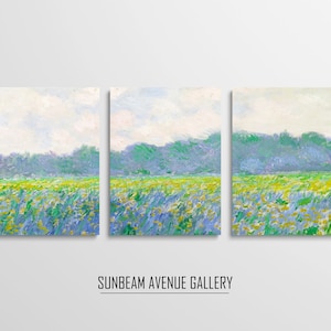 Set of 3 Claude Monet Painting | Field Of Yellow Irises At Giverny 1887 | Famous Monet Art | Three Pieces Wall Art - 1591PM