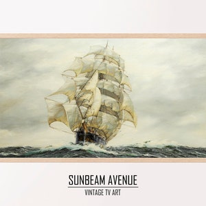 Samsung Frame TV Art | Racing in the Wind | Digital Vintage Ship Sailing Nautical Boat Art Photo Print for Television - 0140TVSL