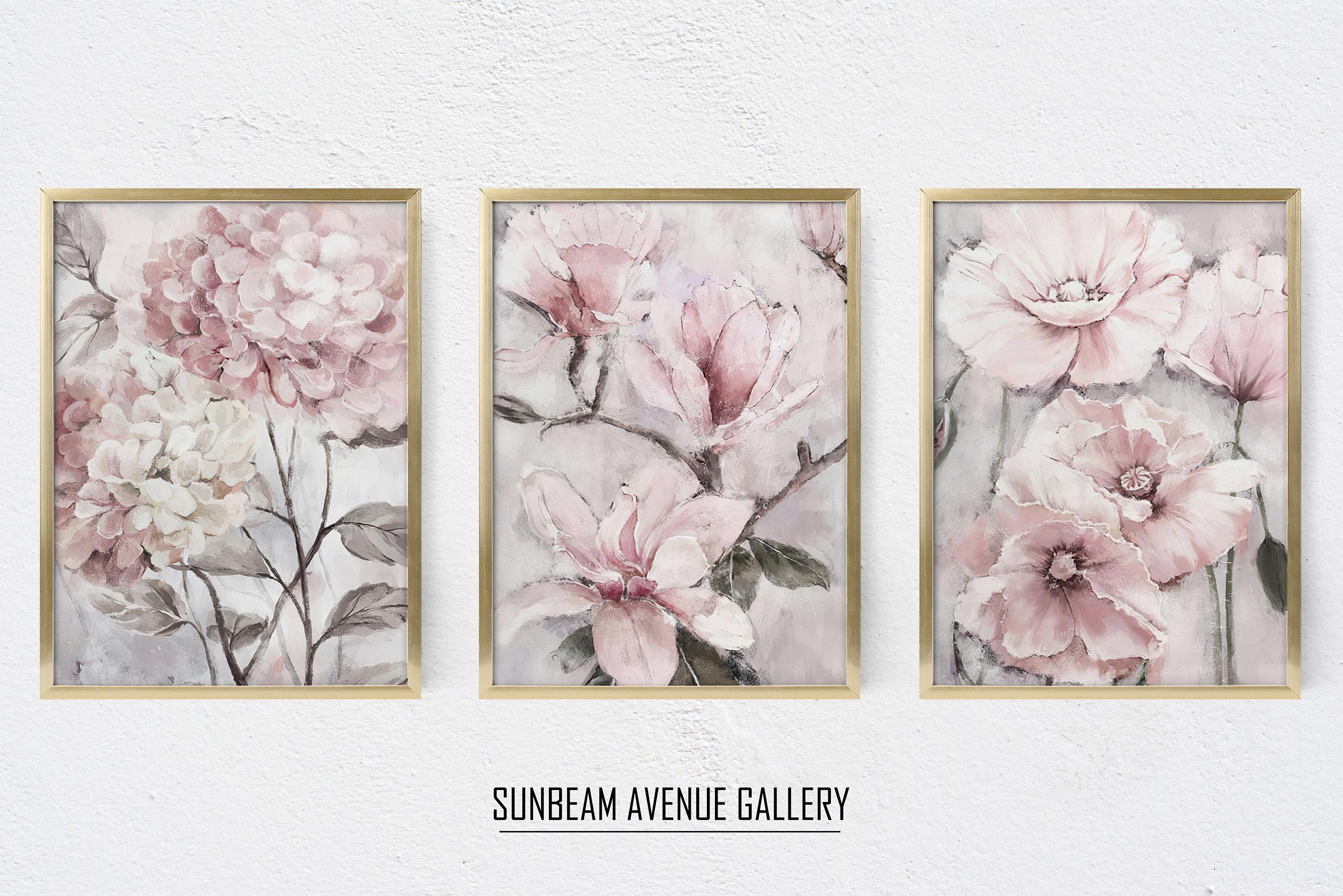 Set of 3 Peony Wall Art Set of 3 Prints, Pink Flower Prints 3 Piece ...
