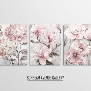 Set of 3 Peony wall art set of 3 prints, pink flower prints 3 piece wall art, printable blush wall art floral prints | DIGITAL - 1703PS