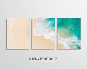 Set of 3 Beach Print Ocean Wall Art, Beach Wall Art Set of 3 Ocean Photography Ocean Print Coastal Wall Art, Waves Wall Decor, Sea - 1425P