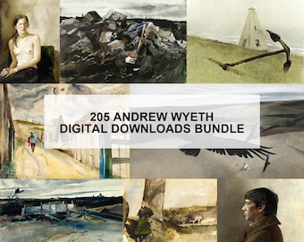 Set of 205 Andrew Wyeth Print, High-Resolution Art Images, Digital Download, Printable Wall Art, Trendy Vintage Print - 2380PC