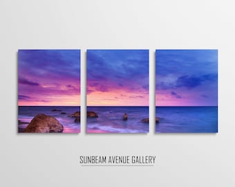 Set of 3 Beach Print Ocean Wall Art, Beach Wall Art Set of 3 Ocean Photography Ocean Print Coastal Wall Art, Waves Wall Decor, Sea - 1424P