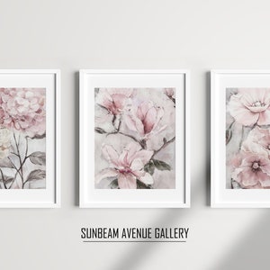 Set of 3 Peony Wall Art Set of 3 Prints, Pink Flower Prints 3 Piece ...