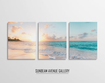 Set of 3 Beach Print Ocean Wall Art, Beach Wall Art Set of 3 Ocean Photography Ocean Print Coastal Wall Art, Waves Wall Decor, Sea - 1429P