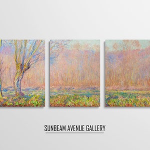 Set of 3 Claude Monet Painting | The Willows 1885 | Famous Monet Art | Three Pieces Wall Art | Vintage Painting Poster - 1597PM