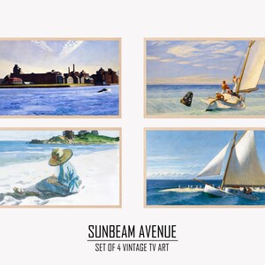 Set of 4 Samsung Frame TV Art | Edward Hopper | Famous Artist | Art for Frame Tv | Lg Tv art | Instant - 1584TVS
