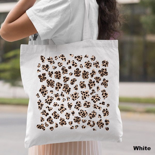 Leopard Print Tote Bag ,Animal Cheetah Print Totes ,Women's Fall Tote Bag, Canvas Tote Bag ,Women's Graphic Tote Bag, Mom Gift, Leopard