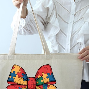 Autism Puzzle Tote Bag, Autism Bag for Women, Puzzle Autism Bag, Autism Awareness Bag, Autism Support Team Tote Bag, Autism Gift Tote Bag