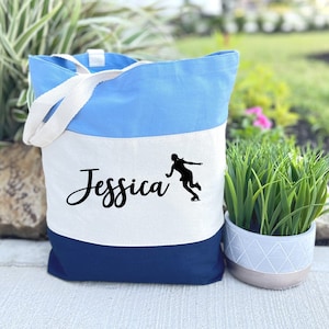 Skating Canvas Bag, Personalized Ice Skating Figure Skating Tote Bag, Gifts For Figure Skaters, Gifts For Her, Ice Skating Accessories