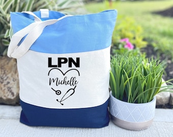 LPN Tote Bag, Nurse Tote Bag, Personalized Tote Bag, Canvas Tote Bag, Nurse Graduation Gift, Nurse Gift, CMA Gift, Gift for Nursing Student