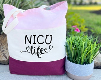 NICU Life Tote Bag, Nurse Tote Bag, Neonatal Nursing Assistant Tote Bag, Gift for Nursing Student, NICU Gifts for Women, Canvas Tote Bag