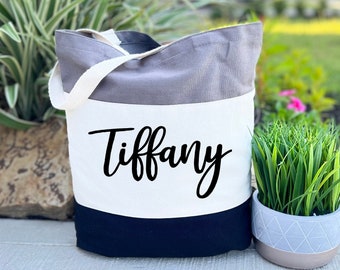 Bolso de mano personalizado, bolsos de dama de honor personalizados, bolso de nombre personalizado, bolso de lona, regalo de dama de honor, regalo de despedida de soltera, fiesta nupcial