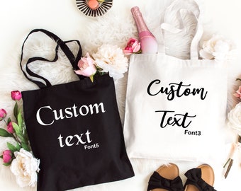 Custom Tote Bag, Personalized Tote Bag, Bridesmaid Totes, Name Tote, Canvas Bag, Bridesmaid Gift, Bachelorette Gift, Proposal Gift Bag