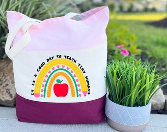 It İs A Good Day To Teach Tiny Humans Bag, Funny Teacher Life Bag, Gift For Best Teacher, Teachers Gift Tote Bag, Kindergarten Teacher Bag