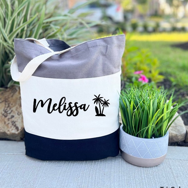 Personalized Summer Beach Tote Bag , Summer Canvas Bag, Beach Totes, Canvas Tote Bag, Custom Tote Bags, Personalized Beach Tote Bag