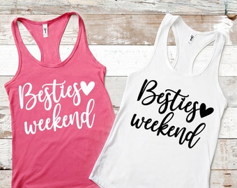 Besties Weekend Tank Top, Heart Tank Top, Beach Tank Top, Summer Tank Top, Girls Trip Tank Top, Sisters Trip Tank Top, Gift For Bestfriends