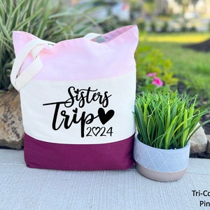 Sisters Trip 2024 Tote Bag, Girls Trip Bags, Gift For Sisters, Besties Trip Heart Bag, Sisters Weekend Gift, Vacation Gift, Road Trip Gift