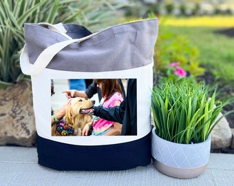 Custom Photo Tote Bag, Photo Tote Bag for Dogs, Custom Photo Gift Bag, Christmas Gift Tote Bag, Best Gift For Family, Personalized Photo Bag