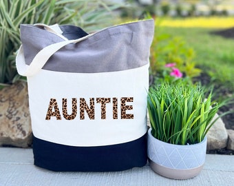 Auntie Tote Bag, Best Friend Aunt, Aunt Tote Bag, Aunt gift, Leopard Auntie Tote Bag, Auntie Gift, Aunt Mother Day Gift, Aunt Birthday Gift