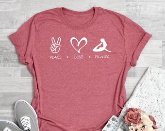 Camisa de Pilates Peace Love, Me encanta la camisa de Pilates, Regalo de amante de Pilates, Camisa de vida de Pilates, Camiseta de corazón de Pilates, Regalo de cumpleaños de profesor de Pilates