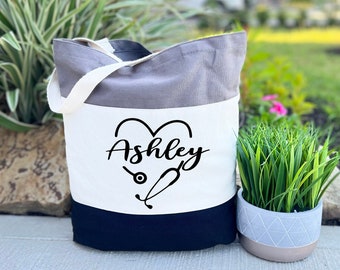 Nurse Tote Bag, RN Tote, Personalized Tote Bag, Nurse Gift, RN Gift, Gift for Nursing Student, Canvas Bag, Cna, Nurse Graduation Gift