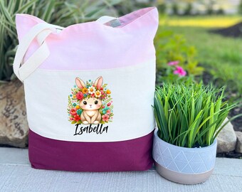 Personalized Easter Bunny Bag, Easter Bucket Bag, Happy Easter, Custom Name Easter Gift, Easter Egg Bag, Bunny Basket Bag, Cute Easter Gift