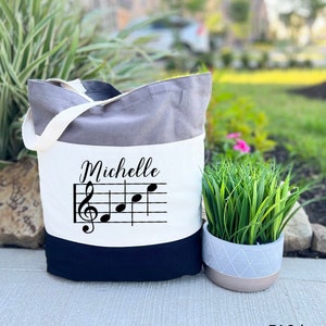 Personalized Music Tote Bag, Custom Music Bag , Piano Lesson Bag, Music Gifts, Canvas Tote Bag, Music Birthday Gift, Music Teacher Bag