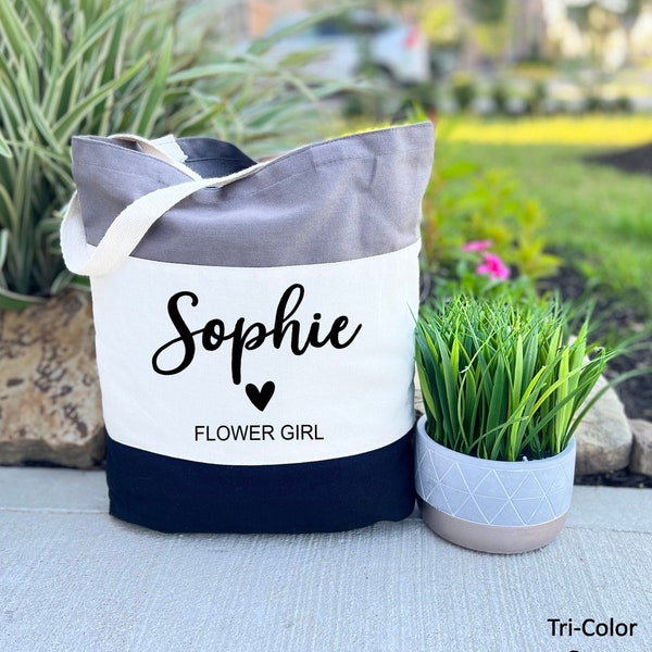 Personalized Flower Girl Tote Bag, Gift for Tote Bag, Cute Flower Girl Idea, Canvas Tote Bag, Wedding Gift Bag, Bridesmaid Bag, Gift Bag