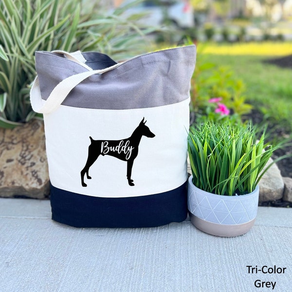 Doberman Dog Tote Bag, Gift Custom Bag, Personalized Gift Bag, Custom Dog Mom Gift, Personalized Pet Bag, Custom Pet gift, Canvas Tote Bag