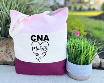 Nurse Tote Bag, CNA Tote Bag, Personalized Tote Bag, Nurse Gift, RN Gift, Gift for Nursing Student, Canvas Tote Bag, Nurse Graduation Gift
