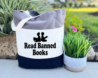 Read Banned Books Tote Bag, Librarian Tote Bag, Book Lover Tote Bag, Reading Tote Bag, Book Nerd Gift, Bookish Tote Bags, Banned Book Week