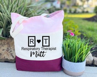 Custom Respiratory Therapist Tote Bag, Personalized RT Bag, Canvas Tote Bag, Respiratory Therapy Bag, Personalized Respiratory Therapist Bag