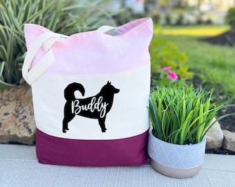 Personalized Dog Tote Bag, Husky Handbag, Husky Canvas Tote Bag, Pet Tote Gift, Dog Handbag, Dog Lovers Gift, Husky Lovers Gift, Loves Dog