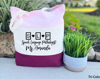 SLP, Speech Language Pathologist Tote Bag, SLP Gifts, Personalized  SLP Tote Bag, Speech Bag, Speech Therapist Gift, Language Pathology