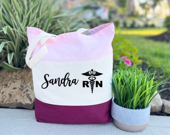 Nurse Tote Bag, RN Tote, Personalized Tote Bag, Nurse Gift, RN Canvas Bag Gift, Gift for Nursing Student, Nurse Graduation Gift