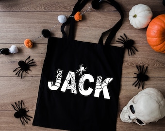 Bolsa de Halloween personalizada, Bolsa de regalo de nombre personalizado, Regalos personalizados, Bolsa de lona, Regalo para Halloween, Bolsa de Halloween, Regalo de Halloween