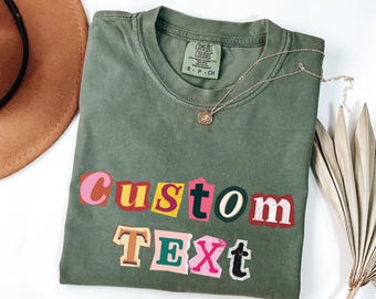 Comfort Colors®  Custom Ransom Letter Shirt, Personalized Text T-Shirt, Vintage Cutout Letters Tee
